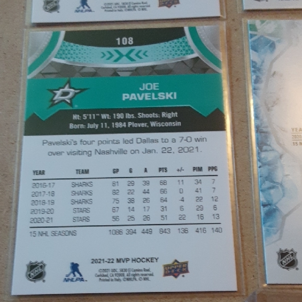 Joe Pavelski Dallas Stars Hockey Trading Cards Set - Picture 6 of 16